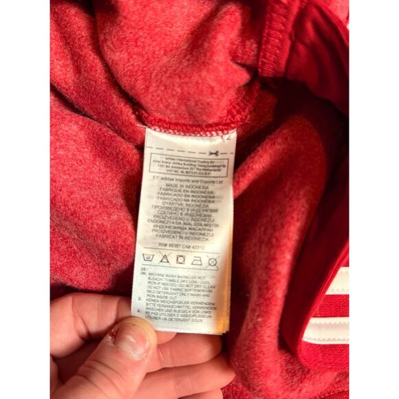 Adidas Womens Red maroon Hoodie Sweatshirt M 12-14 Logo Print Drawstring Comfor - Picture 9 of 15